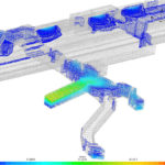 Velocity vectors of air inside the underground railway station